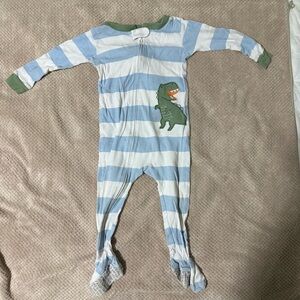 Carter's Blue and White Striped Dinosaur Footie